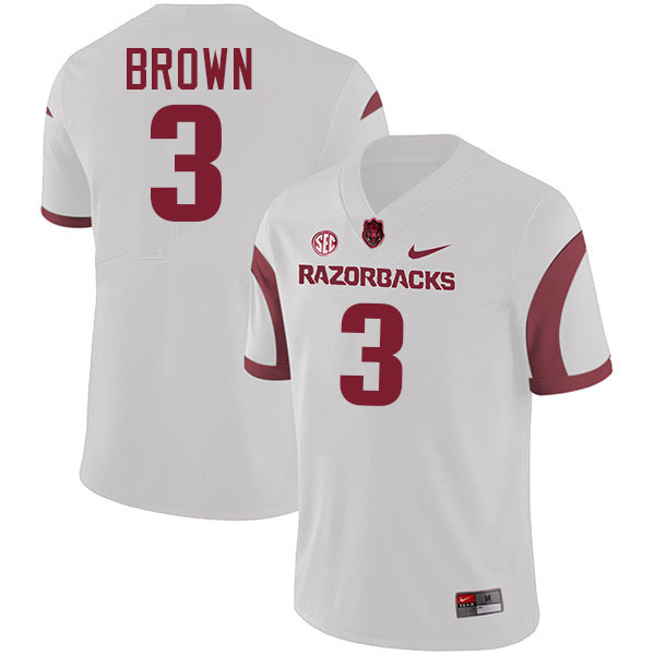 #3 CJ Brown Arkansas Jersey,Arkansas Razorbacks College Football Jerseys Stitched-Retro White  #3 CJ Brown Arkansas Jersey,Arkansas Razorbacks College Football Jerseys Stitched-Retro White